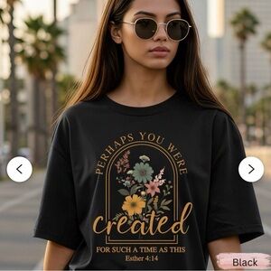 Black Graphic Tee with Floral Design